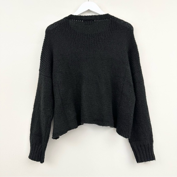 Wooden Ships Cheers Embroidered top Sweater Chunky Black - Picture 6 of 10